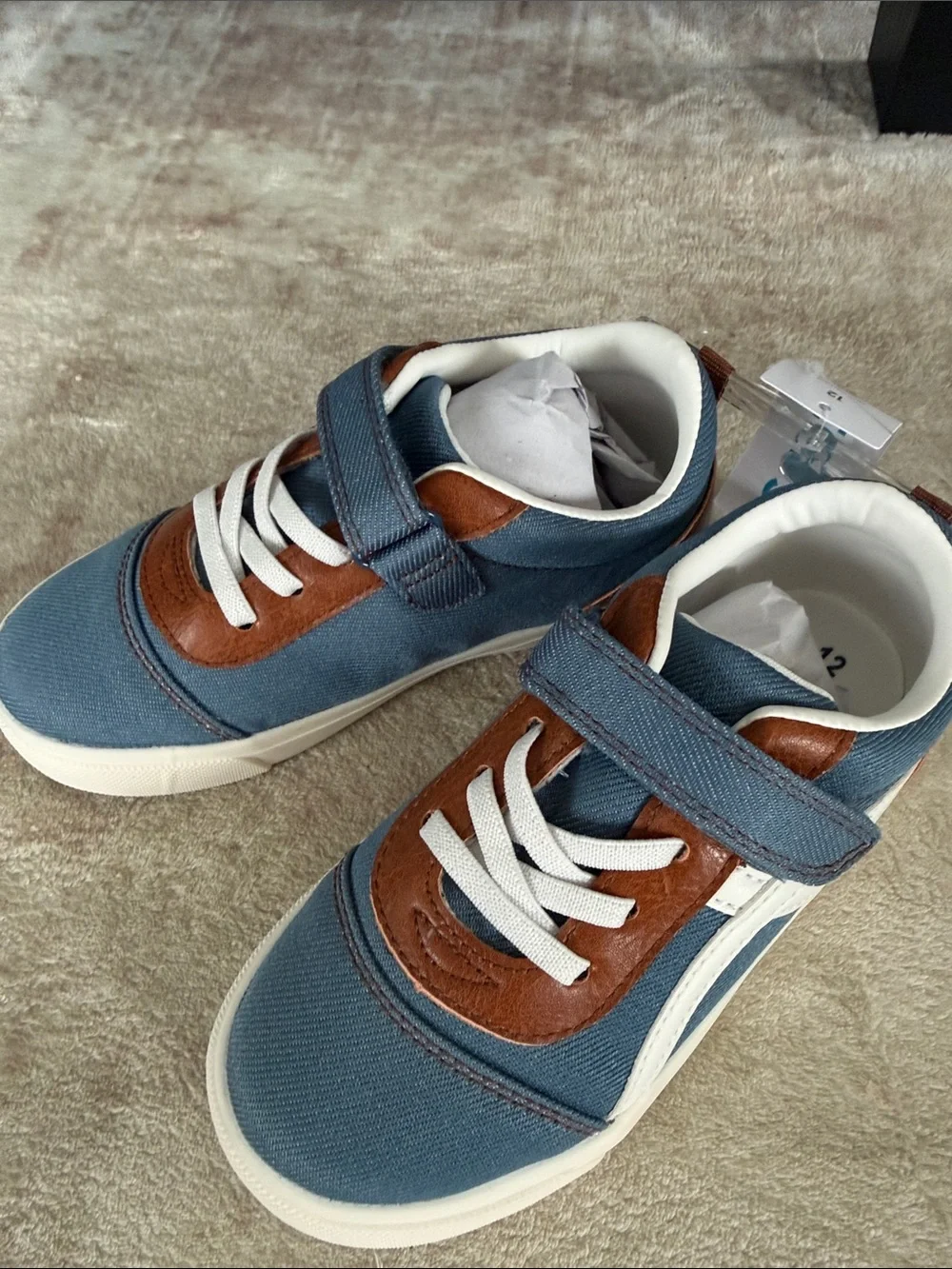Carter's Blue Canvas Sneakers with Brown Trim